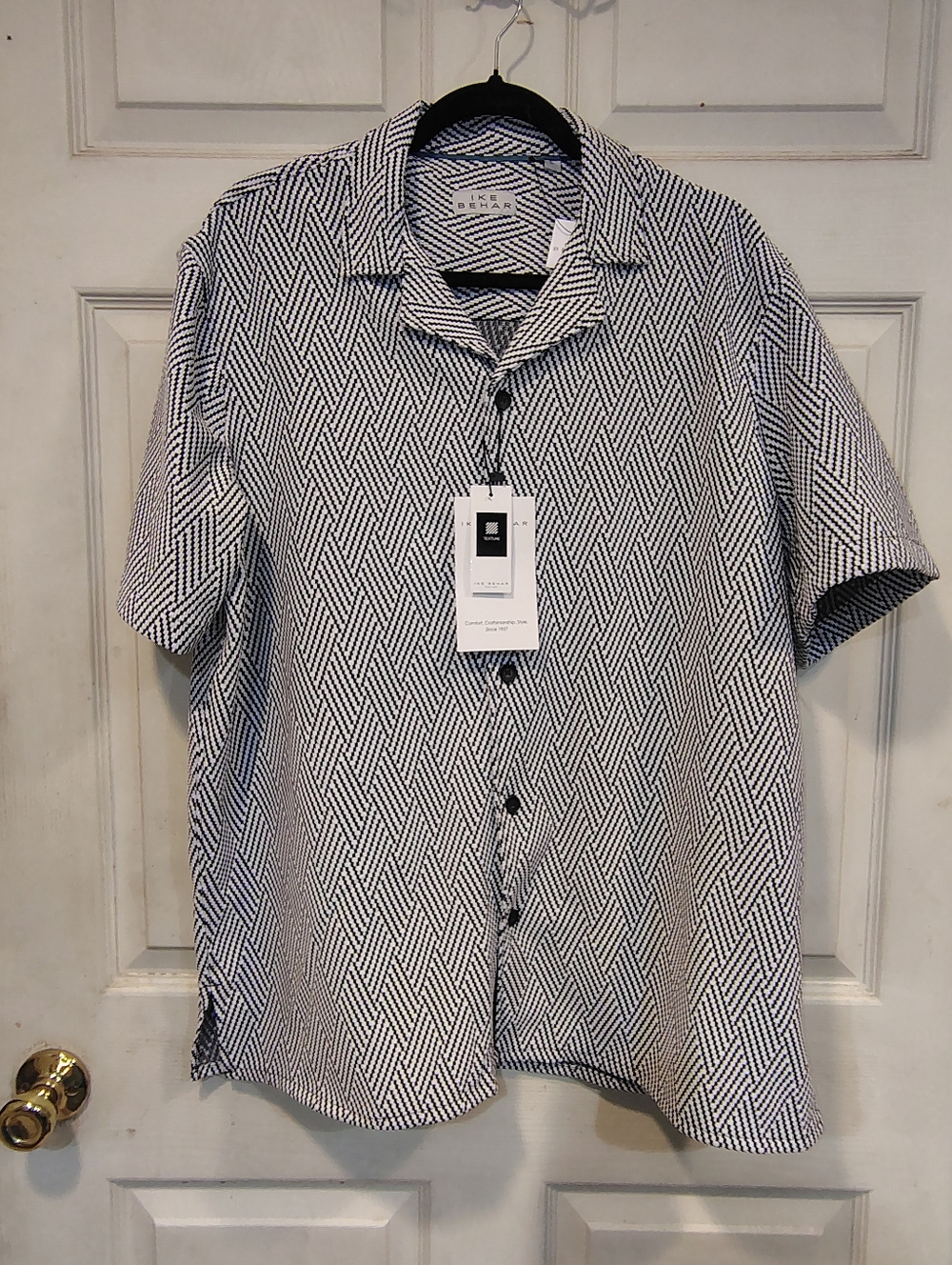 NWT Ike Behar Black/White Button Up Shirt Size L